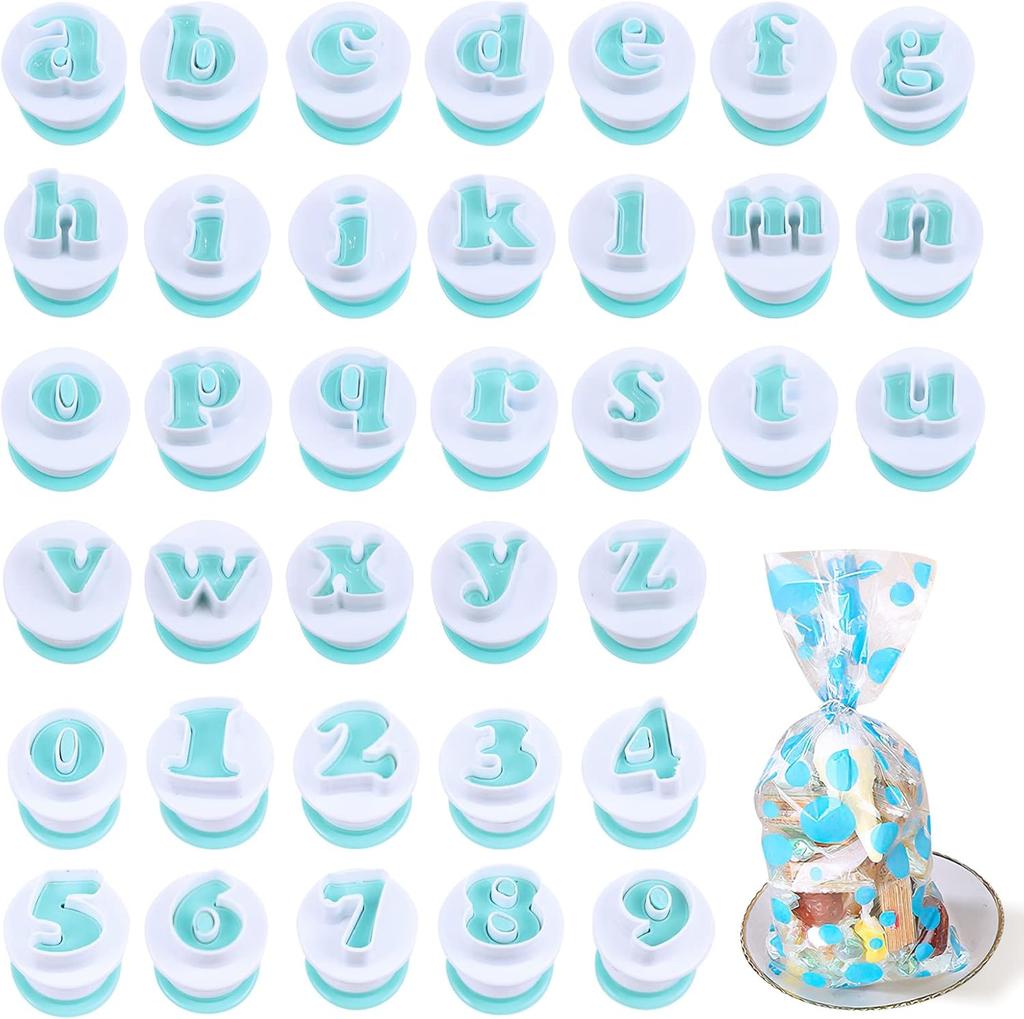 36Pcs Alphabet Plunger Stamps Upper Lowercase Letter Cutter Fondant Mold Diy Cake Cookie Baking Decorating Tools