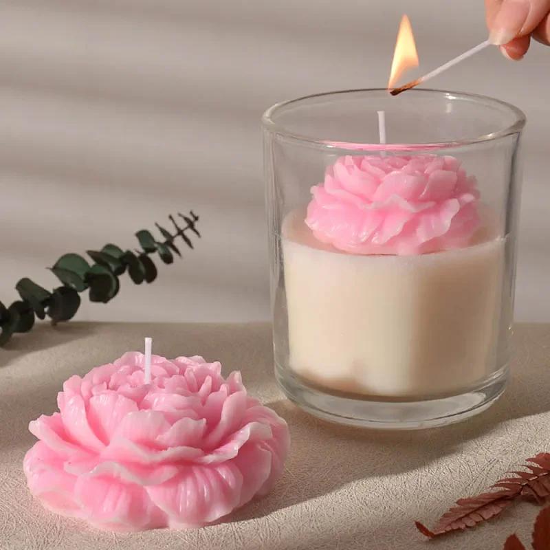 Neue 3D Rose Blume Pfingstrose Silikon Kerzenformen DIY Blume Kerze Gips Harz Seife Schokoladenherstellung Form Valentinstagsgeschenk