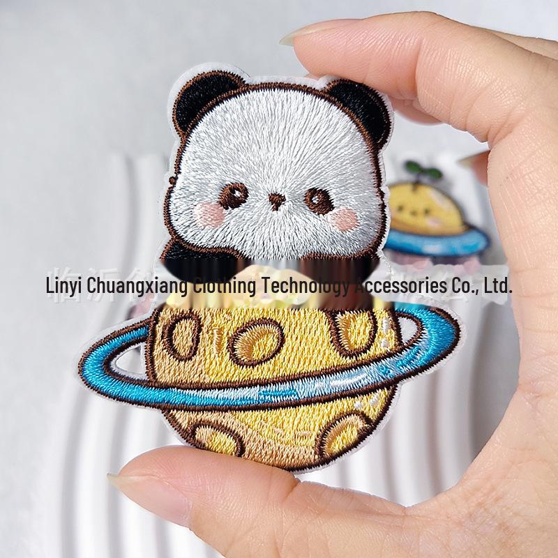 Panda Planet Self-Adhesive Embroidered Patches for Clothing, Jackets, Bags, and Decorative Use