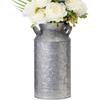 12" Inch, Galvanized Metal Farmhouse Centerpieces Milk Can Jug for Kitchen Cabinets Bedroom Decoration, Rustic Table Tin Vase, Vintage Country Flower