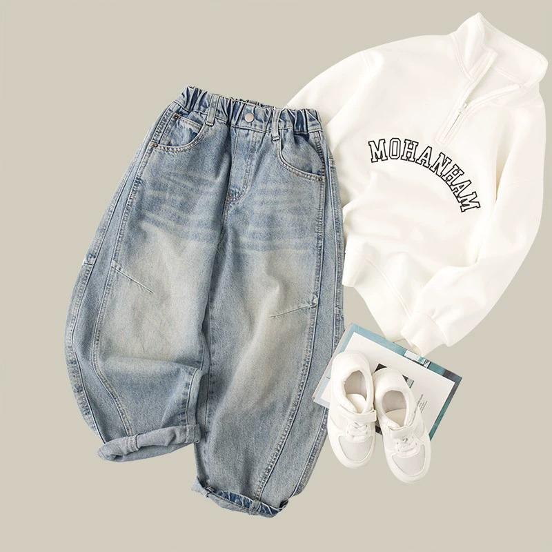 

Spring Boys Soft Denim Wide-Leg Jeans - Korean Style 80