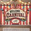 A 2D flat banner  with the content "Welcome to the Carnival"  suitable for weddings and parties