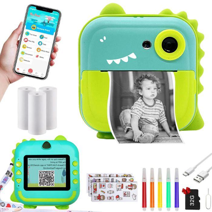 Appareil photo pour enfants - Impression instantanée - HD - 1200 W - Rechargeable USB - Cadeau idéal