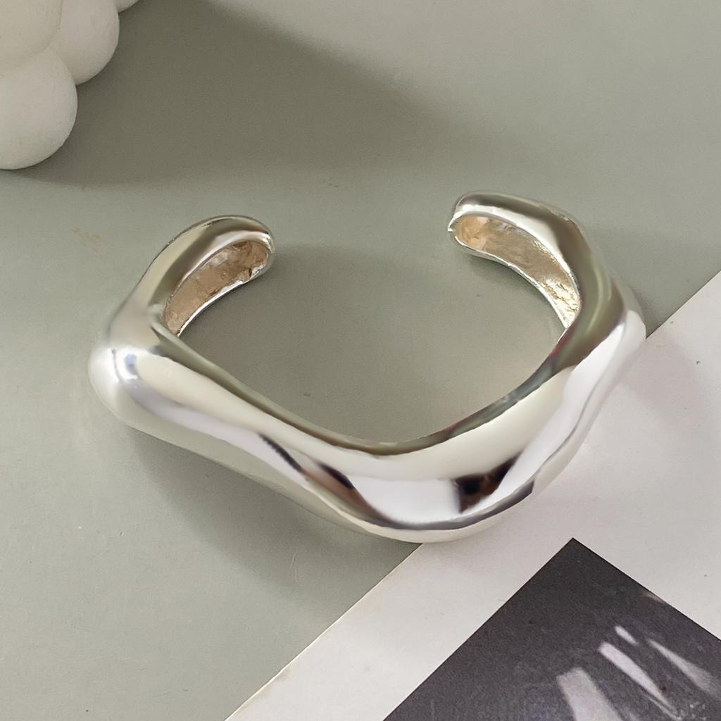 Ingemark Punk Heavy Metal Chunky Smooth Open Spring Bangles for Women Creative Wide Cuff Bracelet Grunge Jewelry Steampunk Men