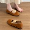 Leather French Niche Retro Flower Mary Jane Single Shoes Women's New Ballet Flats Evening Shoes