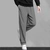 Fashion Street Trend Versatile Loose Waffle Sports Casual Pants Spring Autumn Men Elastic Waist Business Straight Trousers 2024