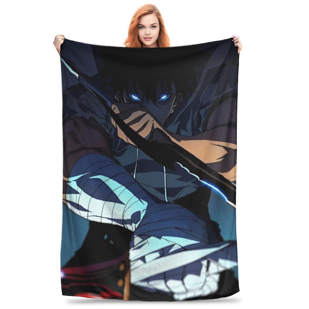 Solo S-ung Jin-woo Leveling Flannel Blanket Anime Novelty Throw Blankets for Home Hotel Sofa  200x150cm Quilt