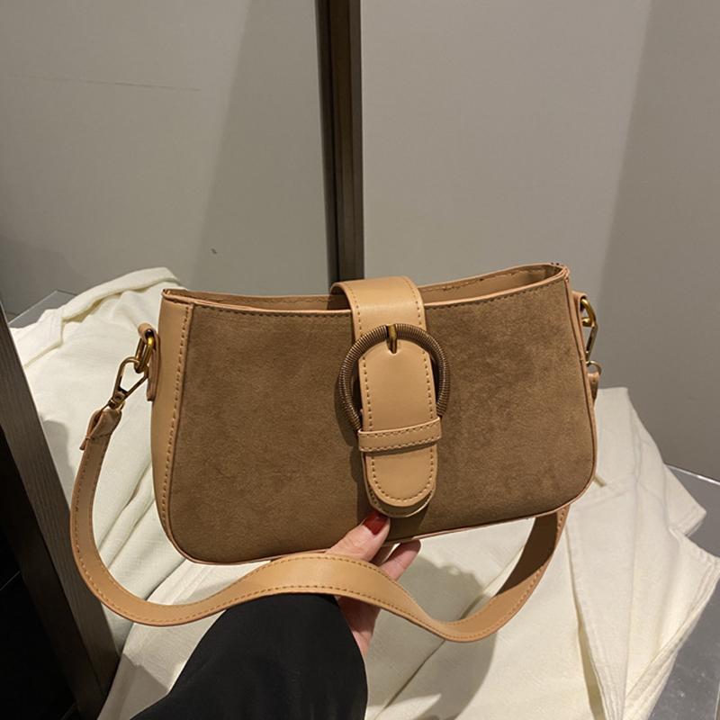 Høst og Vinter Dame Lett Ensfarget Liten Skulderveske Chic PU Lær Gullfarget Maskinvare Firkantet Underarmsveske