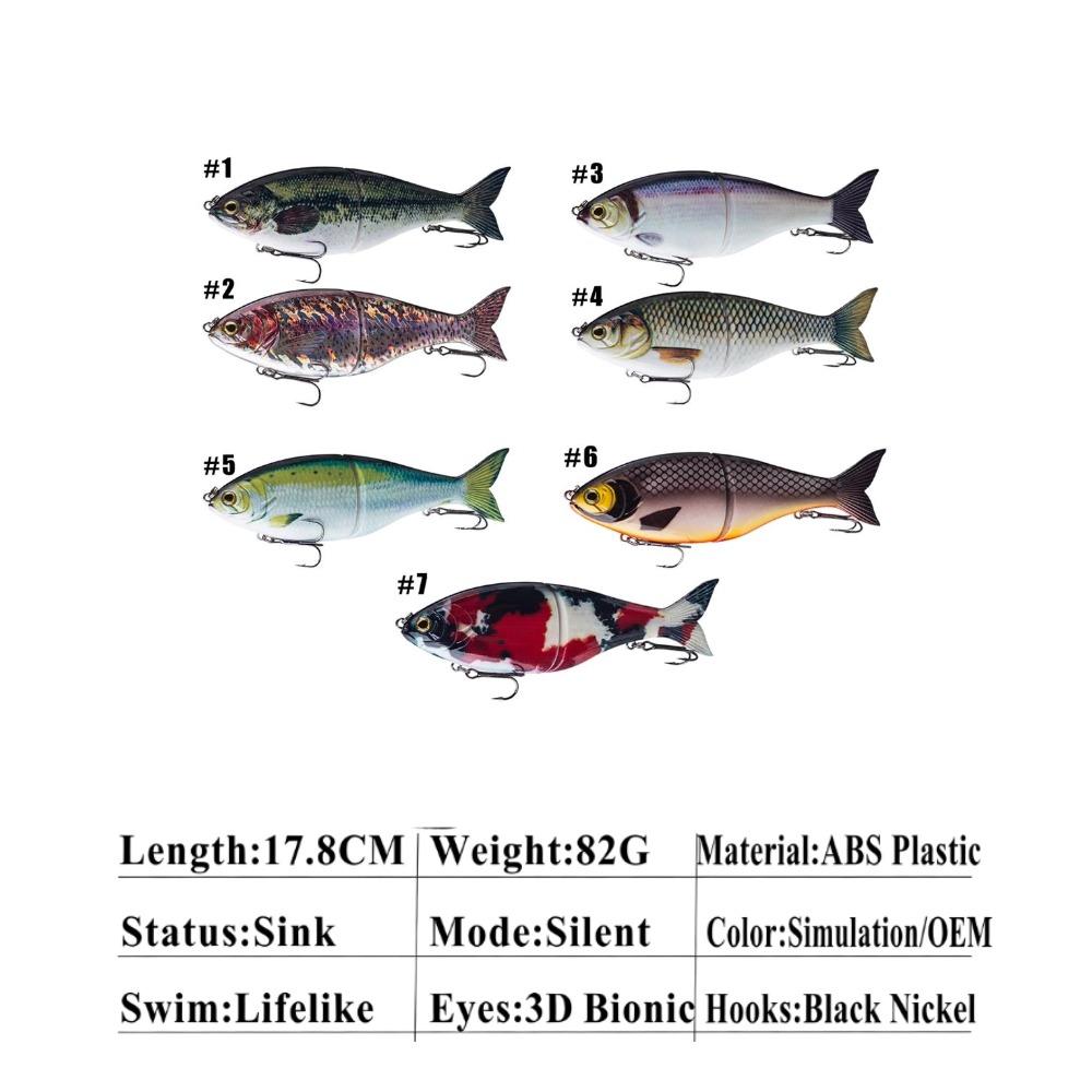 1 Stück 17,8 cm 82 g Zweiteilig Bionischer Köderfisch Köder Mittel- bis Tiefwasser Große Raubfische Barsch Zackenbarsch Sinkend Gelenkiger Swimbait
