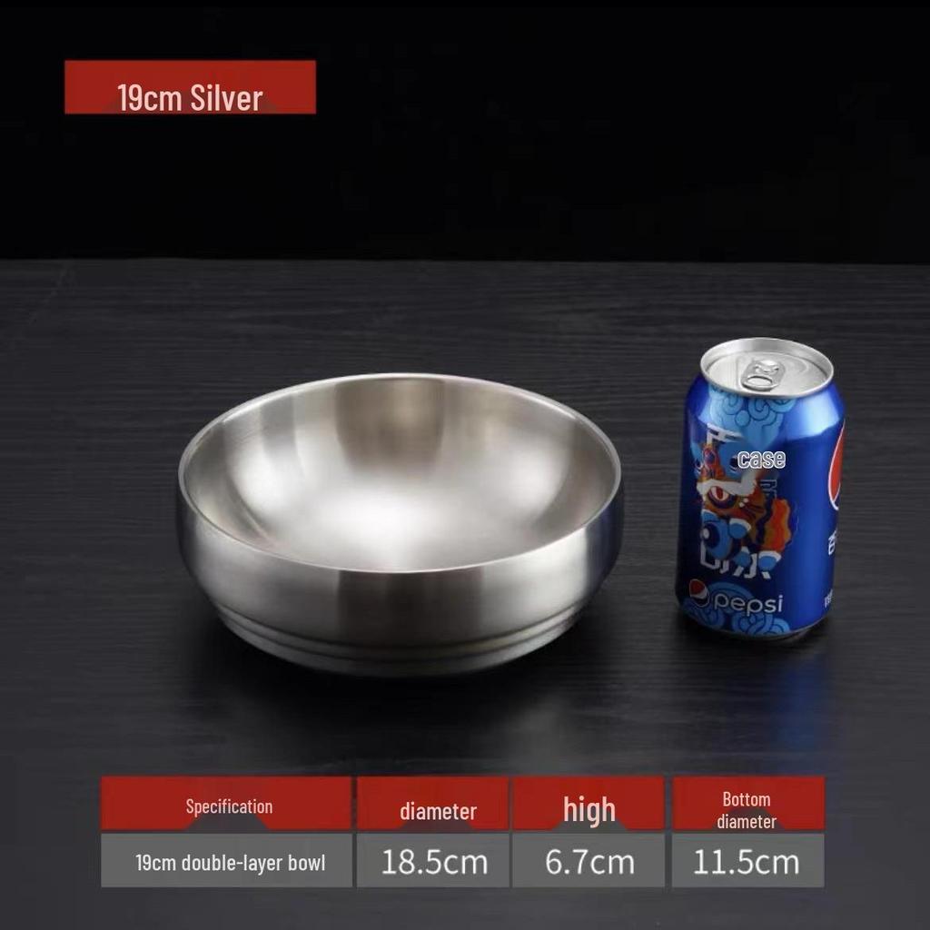 Korean Style Stainless Steel Gold Ramen and Cold Noodle Double Layer Bowl