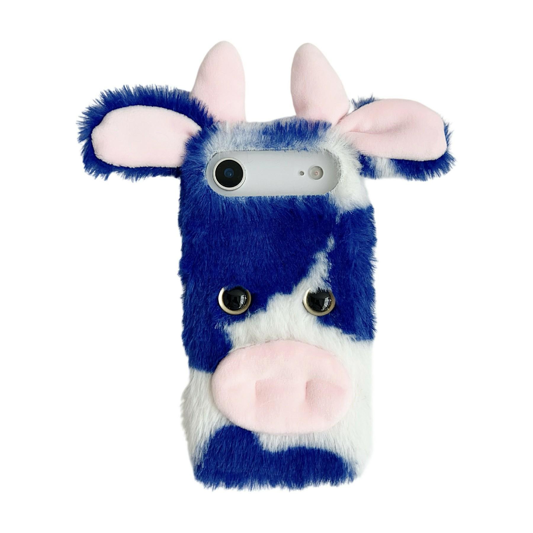For iPhone Air Case Fluffy Cute Cow Winter Plush Inner TPU Phone Cover A