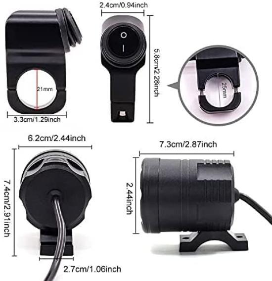 Biqing 60W Motorcycle LED Fog 6 LED Spotlights for Auxiliary High Long Shock 1 Piece Waterproof Switch Light/Work Light, Motorcycles, 12V/24V,