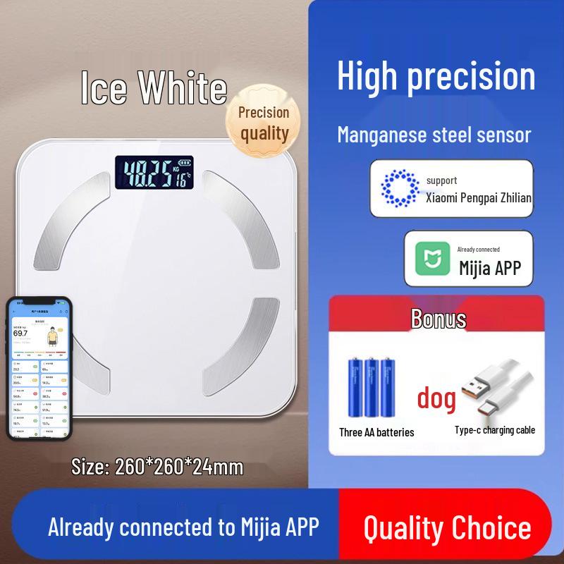 Rechargeable Body Fat Scale with Precise Electronic Weighing, Connects To Mijia App
