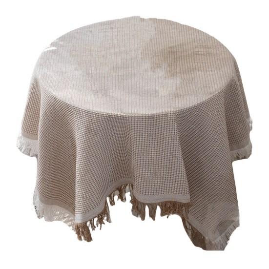 Tablecloth Tassel Design Heat Resistant Breathable Washable Non Pilling Non-slip Table Cover for Dining Room