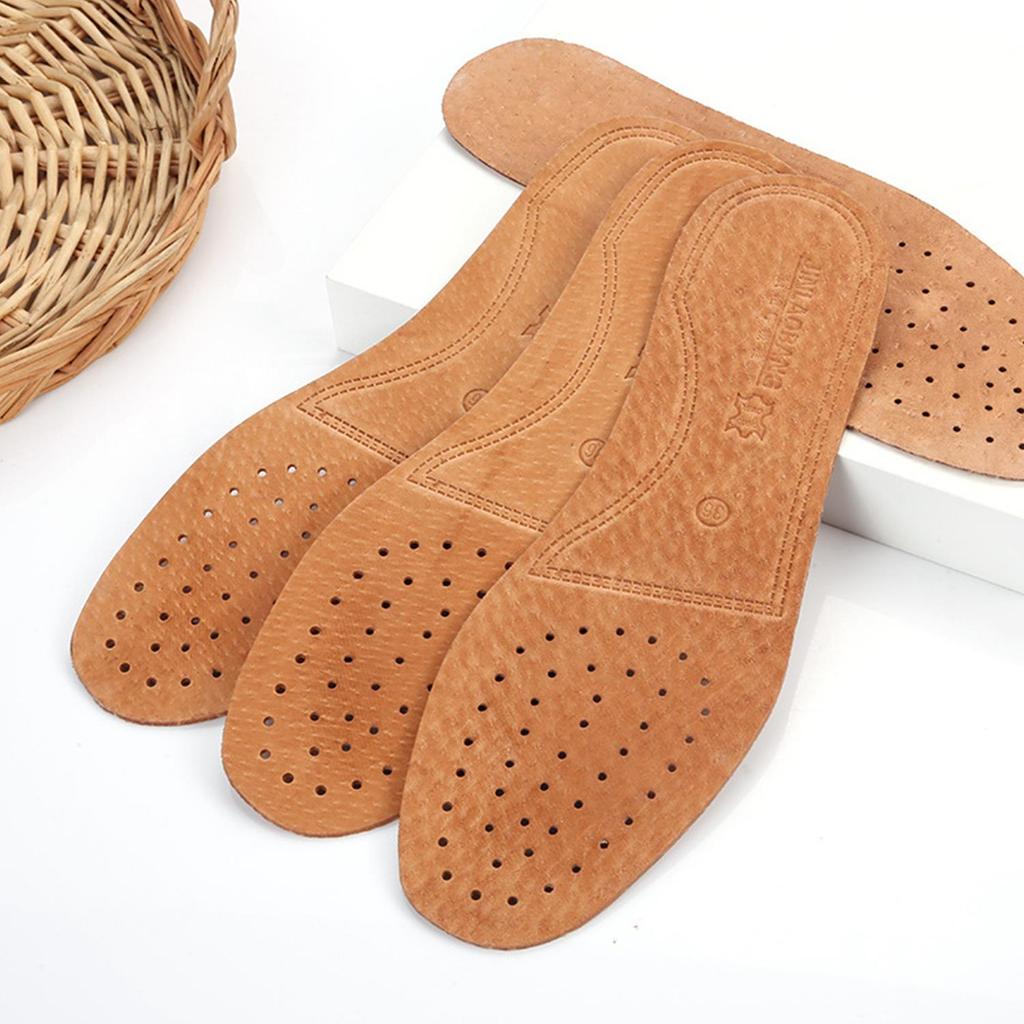 1 pár kožených vložek do bot pro muže Pohodlný deodorant Ležérní kožená vložka na nohy Kvalitní kožené baleríny Podložka do bot Protiskluzová