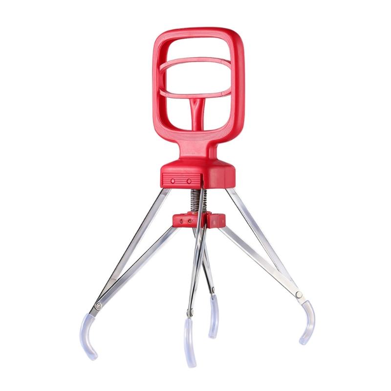 

4 Prongs Nonslip Plate Holders Durable ABS And Nonrust Steel BBQ Serving Tongs For Secure Grip On Hot Dishes червоний