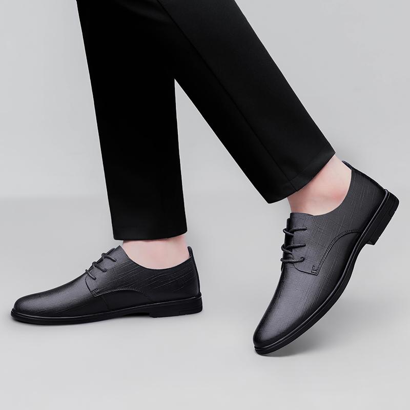 Men Summer Oxford Shoes Leather Breathable Comfortable LaceUp Fashionable New Black Classic Lace Two Layer Cowhide Hollow Small