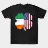 Men Black Print T-shirt Shamrock American Flag No-Cut Transfer Paper Print Cotton Tshirt