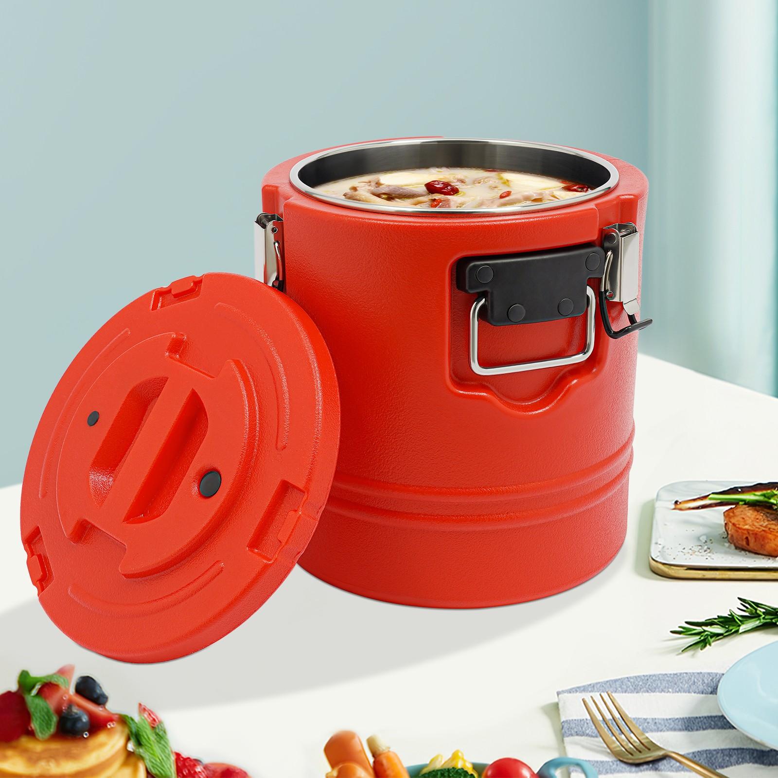 

Commercial Stainless Steel Insulated Soup Bucket, 15.85Qt Hot & Cold Food Storage Container, Round Modern Red Insulated Bucket красный