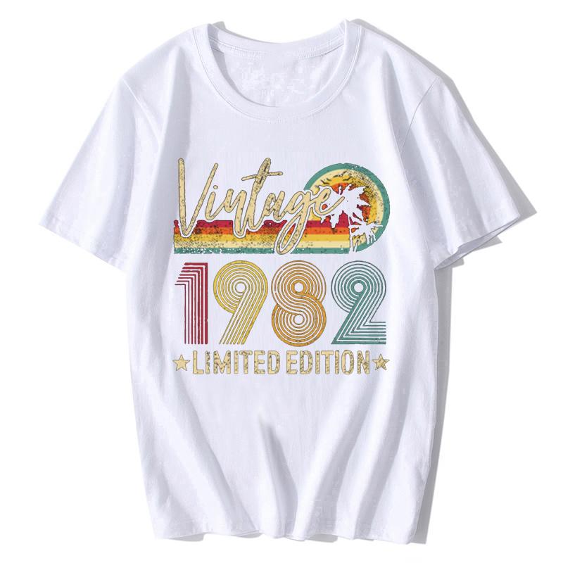 Vintage 1982 Limited Edition Print Men T Shirt Short Graphic Women Ladies T-Shirt Tops Funny Summer Cotton Tees