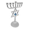7 Branch Metal Menorah with Cross Pendant Vintage Hanukkah Candlestick Star of David Jewish Candle Holder Stand Ornament