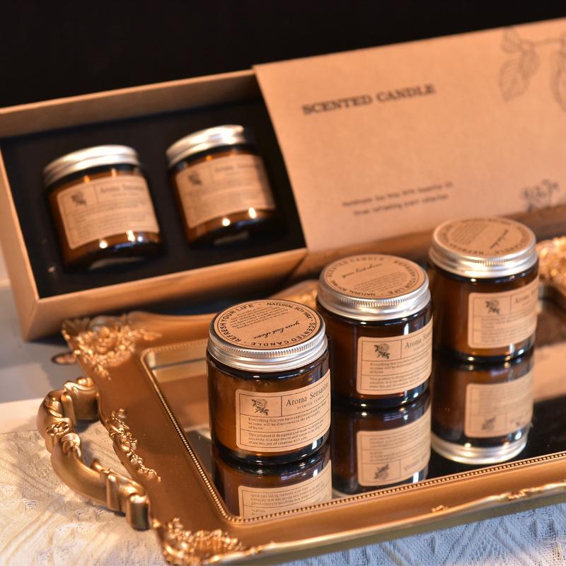 Handmade Aromatherapy Tea Cup Candle Set - Romantic Scented Wedding Favors Gift Box