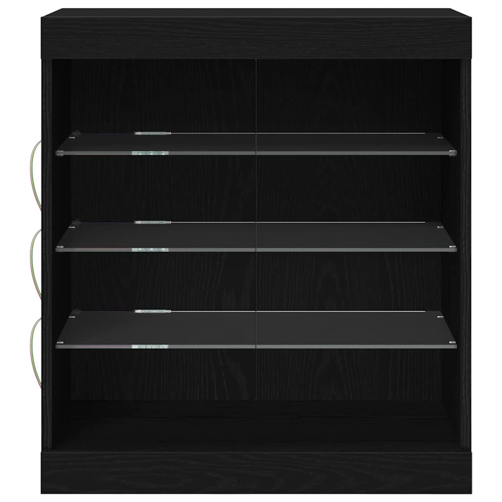 LED Sideboard In Black Oak Look 60.5 X 37 X 67 Cm