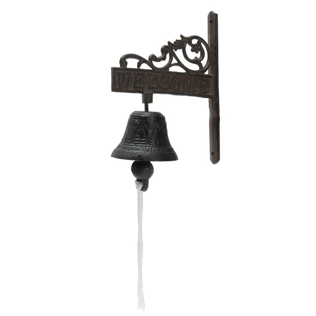 1pc Nordic Style Vintage Brown Metal Iron Door Bell Wall Mounted Welcome Cast  Wireless DoorBell Porch Garden Decoration