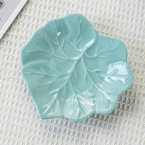 Poggiacucchiaio in Ceramica a Forma di Foglia Portautensili Versatile Piatto per Condimenti Vassoio per Gioielli Pratico Poggiaposate da Cucina