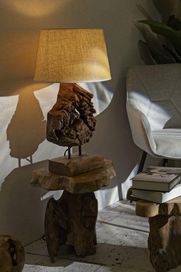 Teakholz-Tischlampe Kepala cm Ø 35X69