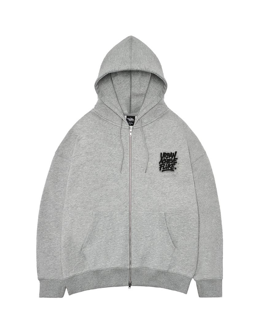 Fluke Achieve Graffiti Oversized Zip-Up Hoodie Grey Fzt1034-Z
