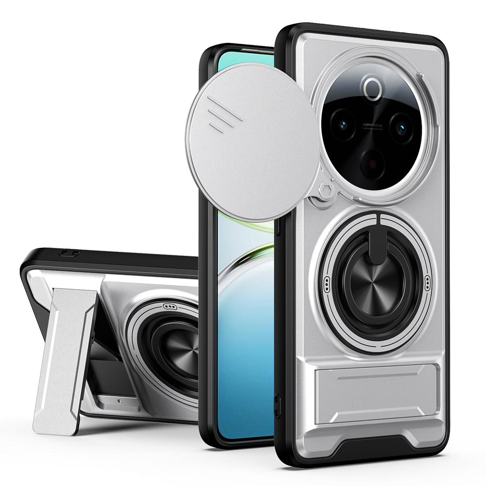 KEYSION Magnetic Phone Case for IQOO Z10 5G Slide Camera Protection Upright Kickstand 360° Ring Shockproof Cover for IQOO Z10