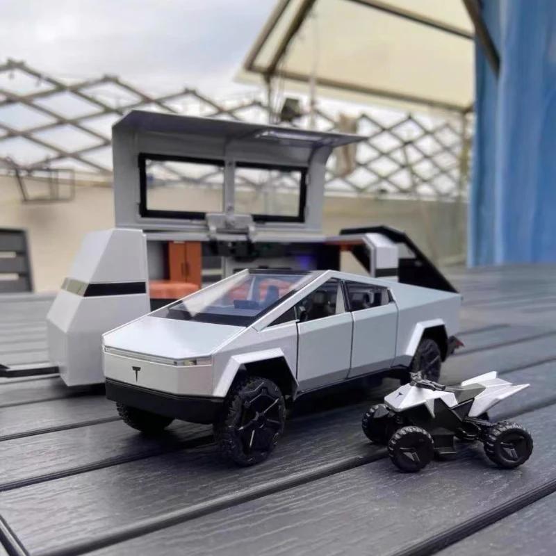 VKYA1 1/32 Tesla Cybertruck Modell 3 Modell S Modell X Modell Y Spielzeugauto Diecast Metall Off Road Sammlung Rückzieher Sound Licht Geschenk Junge