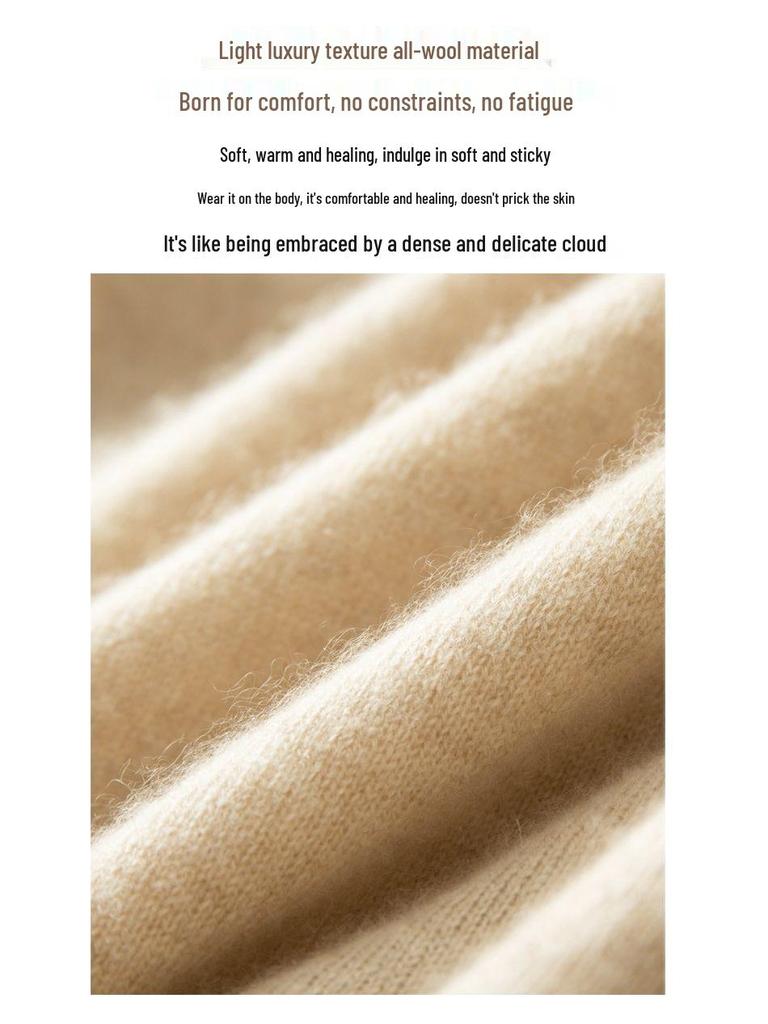 Australian Wool V-Neck Loose Knit Sweater for Women - 2025 Autumn/Winter Collection