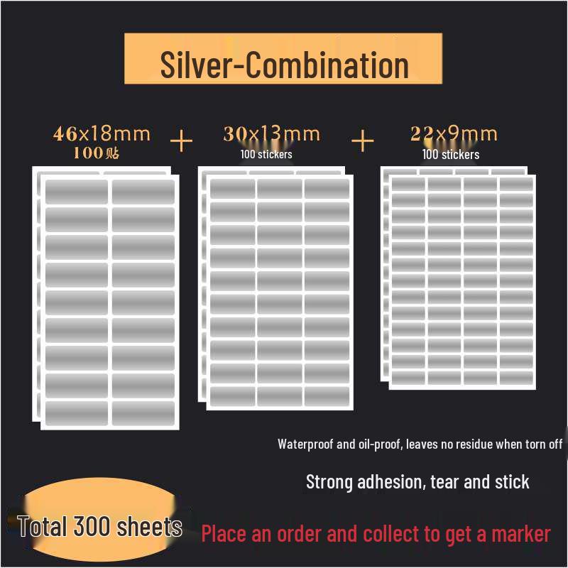 Waterproof Silver Label Stickers for Kitchen Storage and Seasoning Marking
