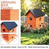 Large Capacity House Shape Bird Feeder Squirrel Proof Windproof Bird Feeding Station Metal Leak-Proof Hanging Bird Feeder Patio