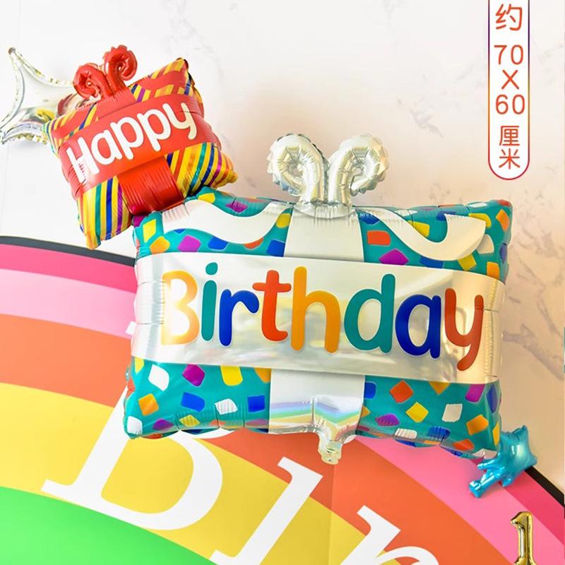 Cake Aluminum Film Balloon Wedding Ceremony Ornaments Birthday Party Scene Gift Box Aluminum Foil Photo Props