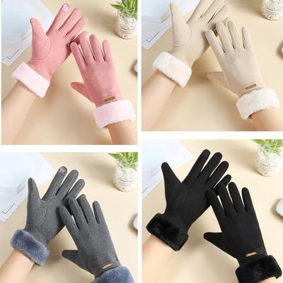 New Touch Screen Winter Warm Gloves for Women Warm Tools Anti-slip Full Finger Sports Gloves Plus Velvet Cold-proof Gloves