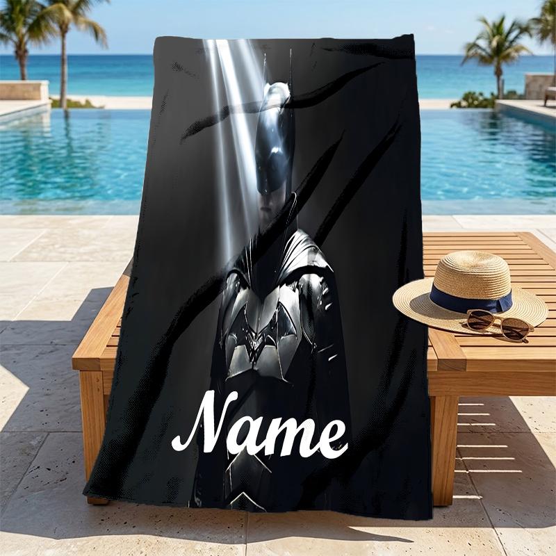 Custom Name Batman Saga Stylish Digital Printing Beach Towel Quick‑Drying Absorbent Blanket for Beach Pool Gym Travel