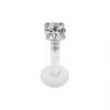 Labret Piercing Jewelery Bioflex Round Crystal Set In Silver Rod 10mm