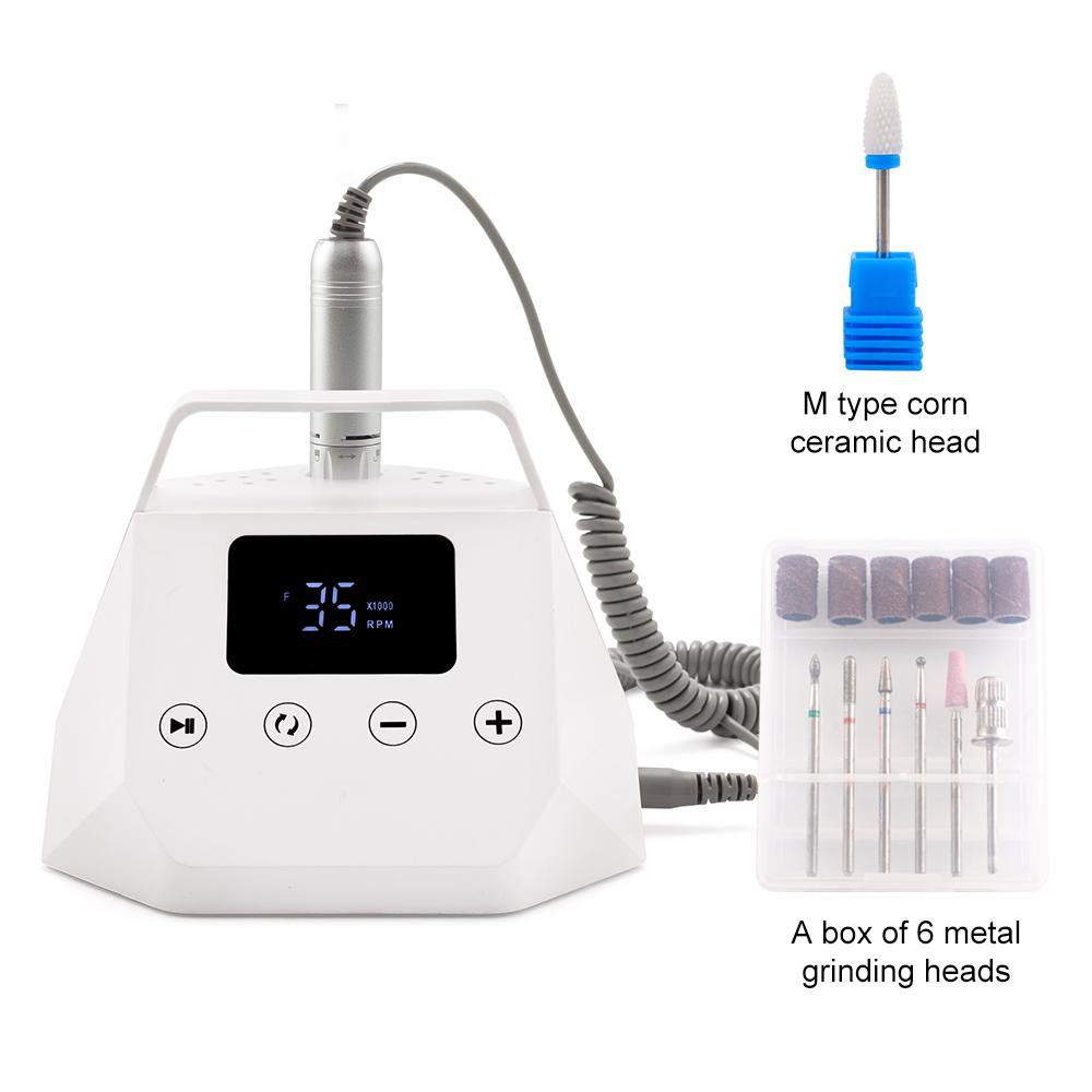 

BEPAN 35000RPM Portable Stand Desktop Nail Drill Bit Set Machine Drilling Manicure Pedicure Nail Polisher 45w Carbon Brush US срібний