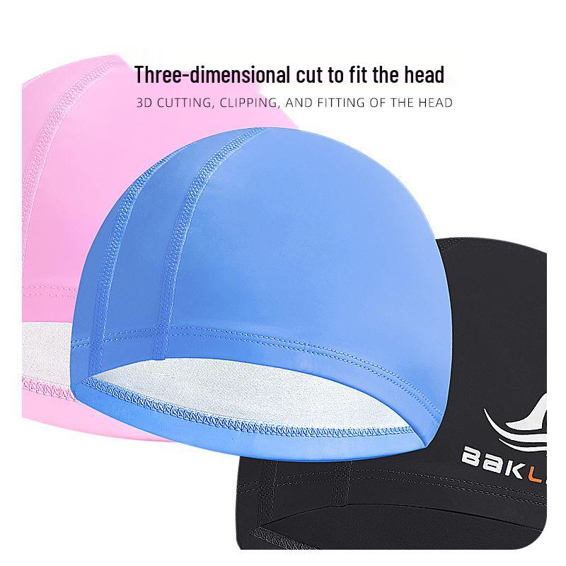 Waterproof PU Coated Adult Swim Cap with Ear Protection - Soft, Non-Constricting
