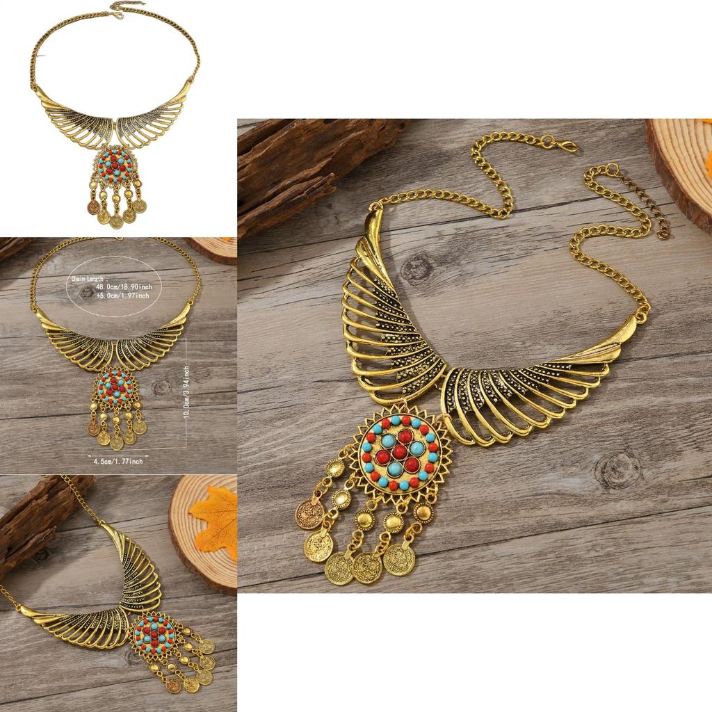 Bohemian Angel Wing Jewelry With Coin And Tassel Elements For Fall Fashion Accessories