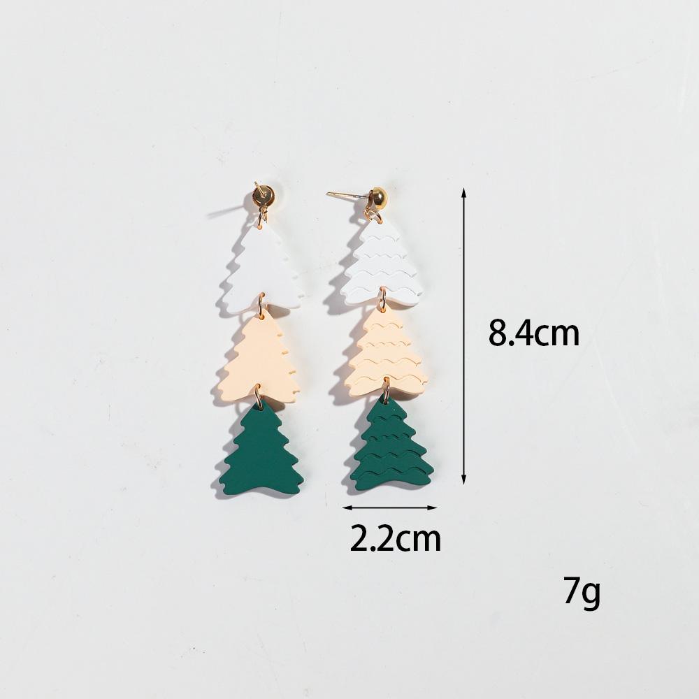 New Long Christmas Tree Acrylic Earrings for Women Fashion Xmas Trees Mirrored Elk Drop Earring Party Jewelry Gifts