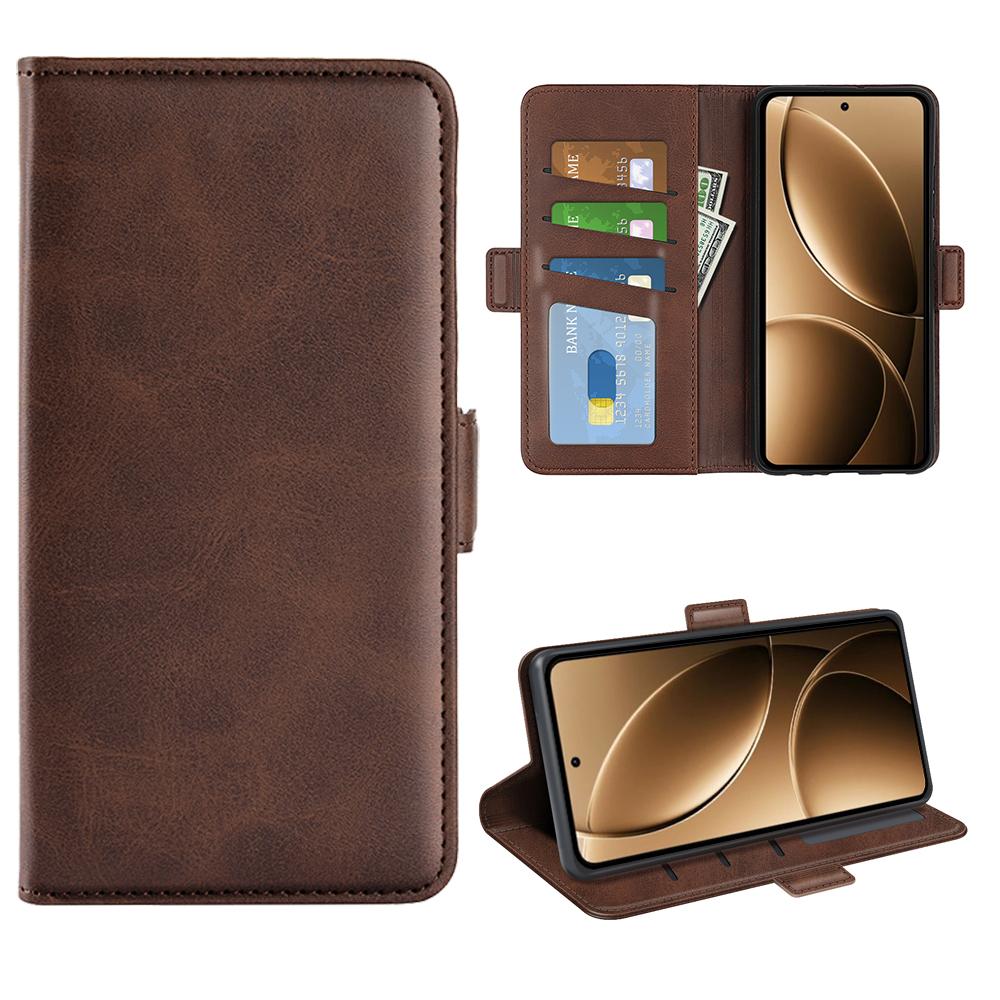 

For Xiaomi Redmi K80 Pro 5G Case Calf Texture Leather Wallet Phone Cover Brown