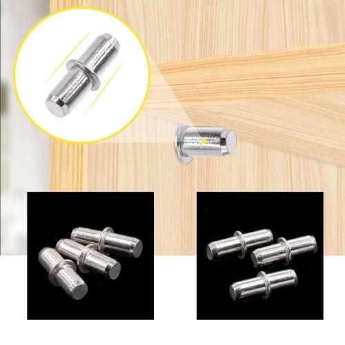 Set of 20, approximately 6mm x 17mm, shelf support pins, dowels, shelf dowels, shelf bracket dowels, metal dowels, insert type, shelf support parts, 6