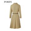 PORTS Women's Houndstooth Shirt Collar Pleated Dress