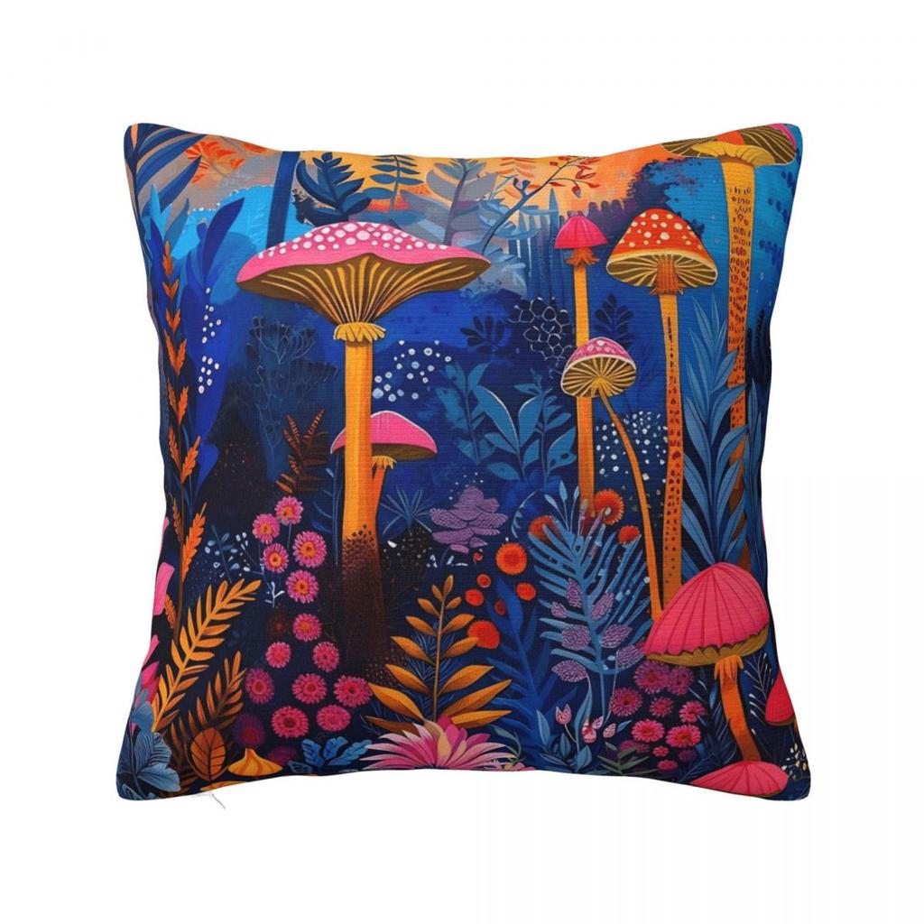 Psychedelic Mushroom Frogs Pillowcase Polyester Cushion Cover Gift Throw Pillow Case Cover Chair Zippered 45X45cm