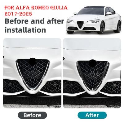 Karbonové vlákno Pre Alfa Romeo Giulia Predný nárazník Mriežka Chladiča Pásiková lišta Dekorácia vonkajšieho chrániča auta Príslušenstvo