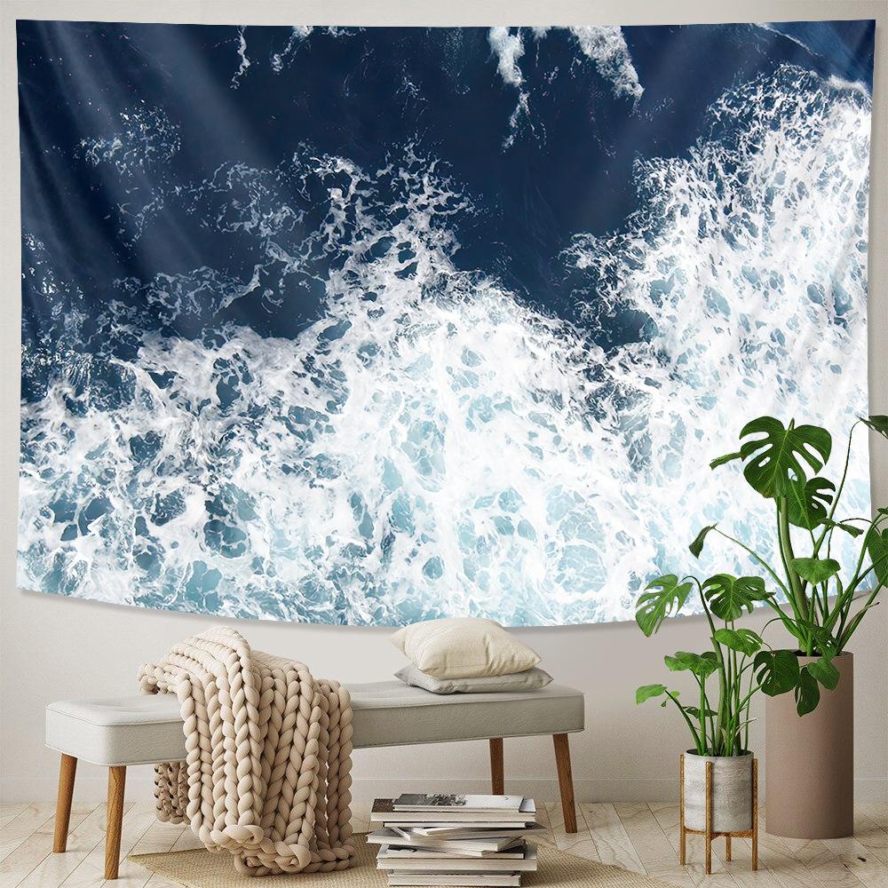 

Refreshing Beach Wave Landscape Tapestry Background Wall Decoration Towel Bedroom Room Aesthetics Home W30*H60(CM)